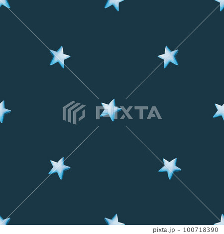 Watercolor seamless pattern with blue stars. Hand painting on an isolated background. For designers, decoration, postcards, wrapping paper, scrapbooking, covers, invitations, posters and textile 100718390