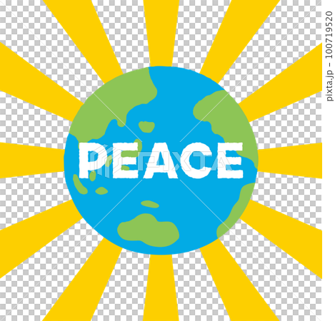 地球_アジア・オセアニア・アメリカ_PEACE_集中線_主線無し 100719520