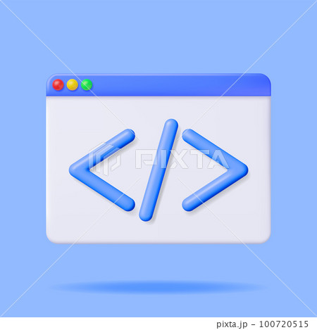 3d Code Icon Window Isolated on White 100720515