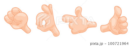 Cartoon Hands Showing Different Gestures Vector Set 100721964