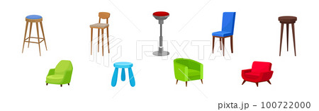 Chair as Seat and Piece of Furniture Vector Set 100722000