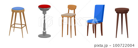 Chair as Seat and Piece of Furniture Vector Set Chair as Seat and Piece of Furniture Vector Set 100722004