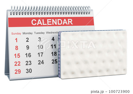Mattress with desk calendar, 3D rendering 100723900