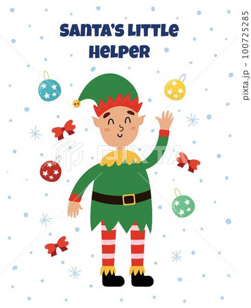 Santa s Little Helper greeting card with a cute Christmas elf. 100725285