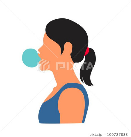 woman blowing bubble gum vector 100727888