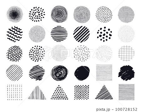 手描きの抽象的な模様・テクスチャデザイン（モノクロ）のイラスト素材 [100728152] - PIXTA