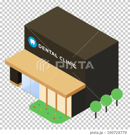 Isometric illustration of dentist / dental clinic exterior Isometric illustration of dentist / dental clinic exterior 100728779
