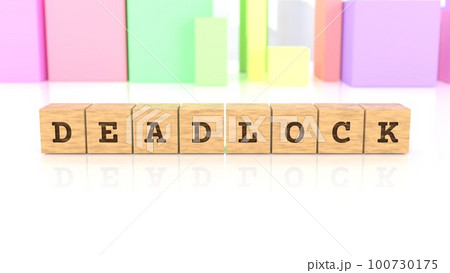 DEADLOCKの文字が印字された木製ブロック 100730175