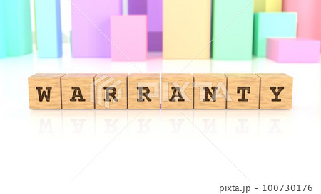WARRANTYの文字が印字された木製ブロック 100730176