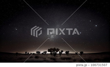 Generative AI, A field of stars, scattered across a dark, velvety background. The stars vary in size and brightness, creating a sense of depth and vastness. Generative AI, A field of stars, scattered across a dark, velvety background. The stars vary in size and brightness, creating a sense of depth and vastness. 100731507