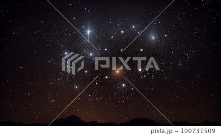 Generative AI, A field of stars, scattered across a dark, velvety background. The stars vary in size and brightness, creating a sense of depth and vastness. Generative AI, A field of stars, scattered across a dark, velvety background. The stars vary in size and brightness, creating a sense of depth and vastness. 100731509