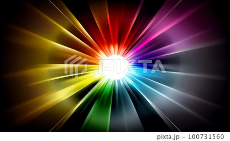 Generative AI, Illustration, Rainbow Sunburst: Imagine a rainbow-colored sunburst, with rays of light and energy that radiate outward from the center Generative AI, Illustration, Rainbow Sunburst: Imagine a rainbow-colored sunburst, with rays of light and energy that radiate outward from the center 100731560