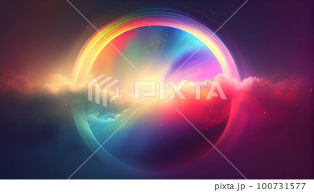 Generative AI, Illustration, Rainbow Haze: Create a dreamy and ethereal image, with a rainbow-colored burst of light and energy Generative AI, Illustration, Rainbow Haze: Create a dreamy and ethereal image, with a rainbow-colored burst of light and energy 100731577