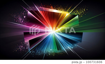 the effect of light passing through a prism, with bright bursts of rainbow-colored light that emanate from the center, Generative AI, Illustration the effect of light passing through a prism, with bright bursts of rainbow-colored light that emanate from the center, Generative AI, Illustration 100731606