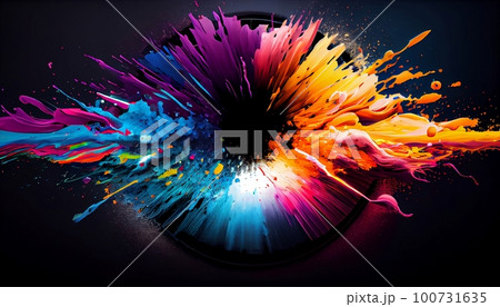 the explosion of colorful energy that radiates from the center of the image, Generative AI, Illustration 100731635
