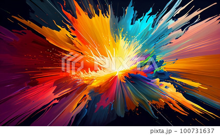 the explosion of colorful energy that radiates from the center of the image, Generative AI, Illustration the explosion of colorful energy that radiates from the center of the image, Generative AI, Illustration 100731637