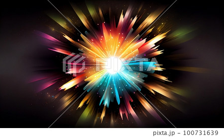 a colorful starburst, with bursts of light and energy that radiate outward from the center of the image, Generative AI, Illustration a colorful starburst, with bursts of light and energy that radiate outward from the center of the image, Generative AI, Illustration 100731639