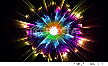 a colorful starburst, with bursts of light and energy that radiate outward from the center of the image, Generative AI, Illustration a colorful starburst, with bursts of light and energy that radiate outward from the center of the image, Generative AI, Illustration 100731640