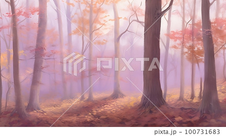 "Ethereal Dreams": a painting of a misty forest, evoking a sense of wonder and ethereal beauty, Generative AI, Illustration 100731683