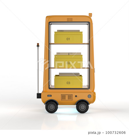 Warehouse robot or robotic assistant deliver boxes 100732606