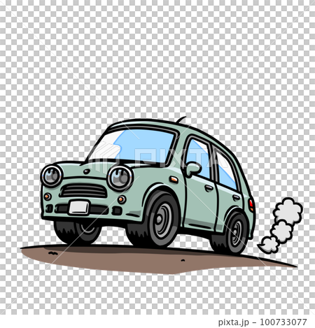 一輛汽車在鄉間小路上行駛的插圖(淡綠色) 一輛汽車在鄉間小路上行駛的插圖(淡綠色) 100733077