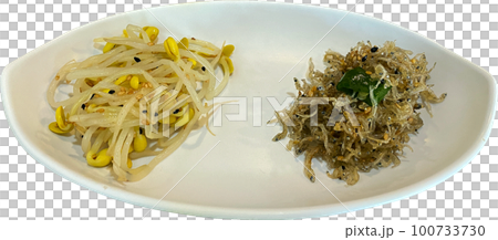 Korean side dishes, bean sprouts, fried anchovies 100733730