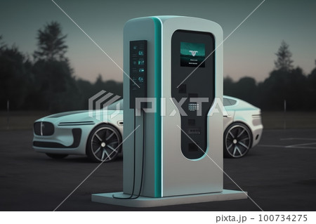 smart charging station with sensors and algorithms that determine the optimal charge for each car, created with generative ai 100734275