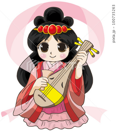 オリジナル手描きイラスト女の子 江ノ島の妙音弁財天様 - メルカリ