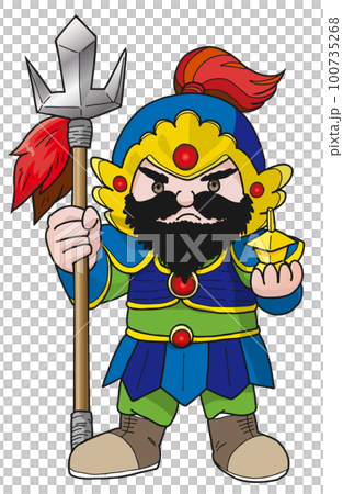 厳つい手描きの七福神毘沙門天様イラスト 100735268