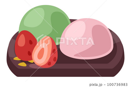 和菓子_大福のイラスト_コロンとかわいいシンプルお料理ベクターイラスト 100736983