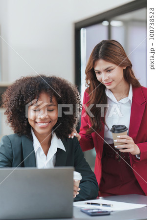 Multiethnic business people in meeting. Accountant people do document, tax, exchange, accounting and Financial advisor concept 100738528