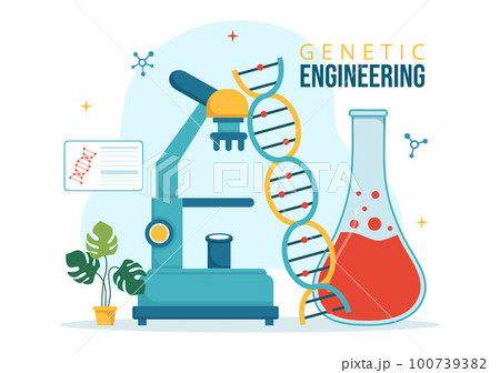 Genetic Engineering and DNA Modifications Illustration with Genetics Research or Experiment Scientists in Flat Cartoon Hand Drawn Templates Genetic Engineering and DNA Modifications Illustration with Genetics Research or Experiment Scientists in Flat Cartoon Hand Drawn Templates 100739382