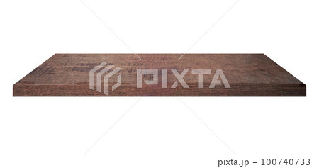Wooden shelf on isolated white background with space 100740733