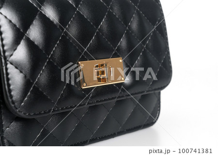 beautiful leather fashion bag on white background 100741381