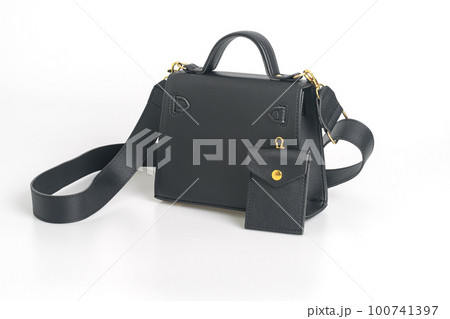 beautiful leather fashion bag on white background beautiful leather fashion bag on white background 100741397