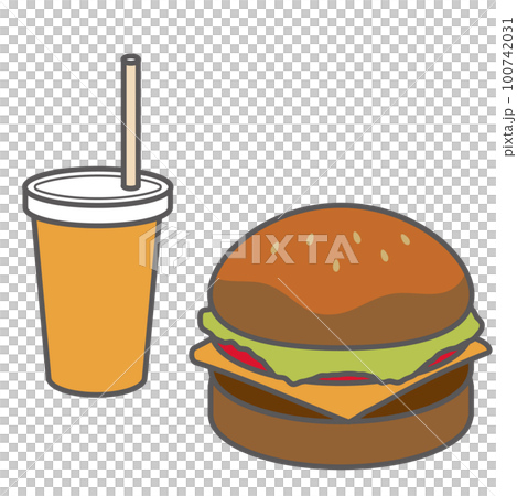 Illustration of hamburger and drink 100742031