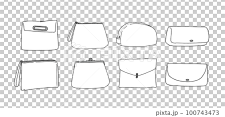 白いクラッチバッグのイラストセット 白いクラッチバッグのイラストセット 100743473