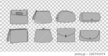 Illustration set of gray clutch bag 100743474