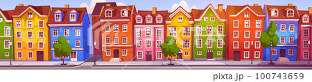 Scandinavian city street panoramic view Scandinavian city street panoramic view 100743659
