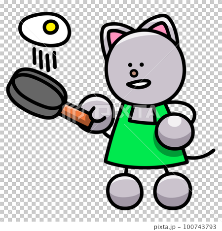 Illustration of Nyanmaru cooking a fried egg cat 100743793