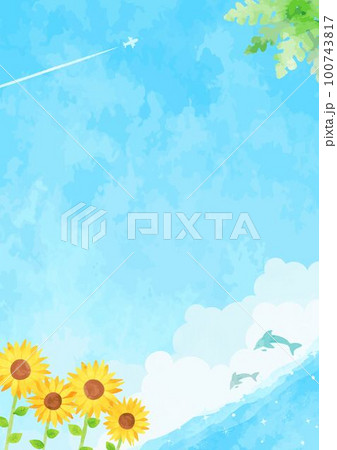 手描きの夏の海の風景イラスト 100743817