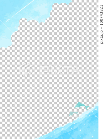 Simple hand drawn sea and dolphin background illustration 100743821