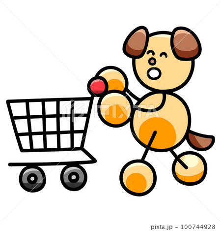 カートで移動するわんまるのイラスト　犬 100744928