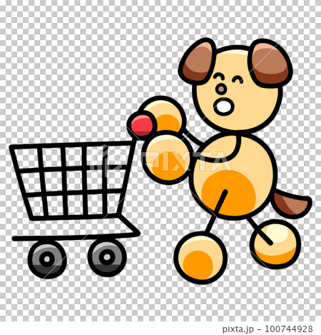 一隻狗在推車上移動的插圖 100744928