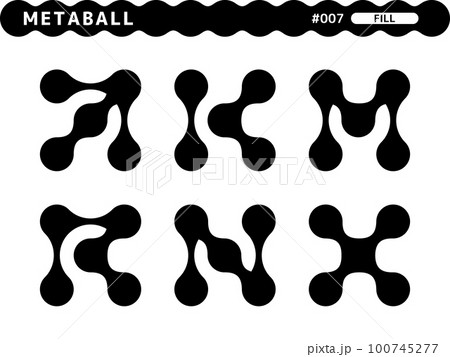メタボールの塗りつぶしスタイルのデザインセット_007 メタボールの塗りつぶしスタイルのデザインセット_007 100745277