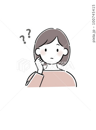 困った顔、不思議そうな顔の女性 困った顔、不思議そうな顔の女性 100745415
