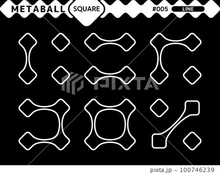 メタボール四角のラインスタイルのデザインセット_005 100746239
