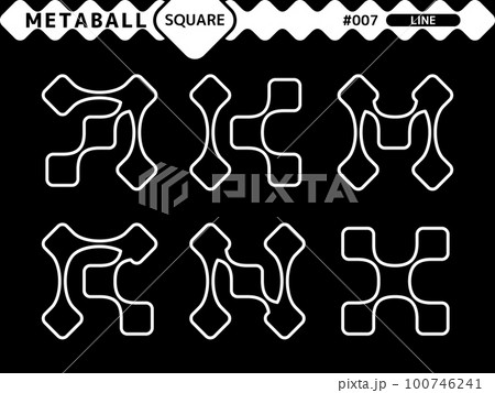 メタボール四角のラインスタイルのデザインセット_007 100746241