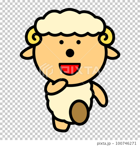 一隻奔跑的羊的插圖 100746271
