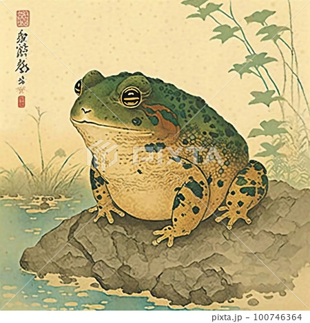 浮世絵で書かれた蛙のイラスト素材 [100746364] - PIXTA